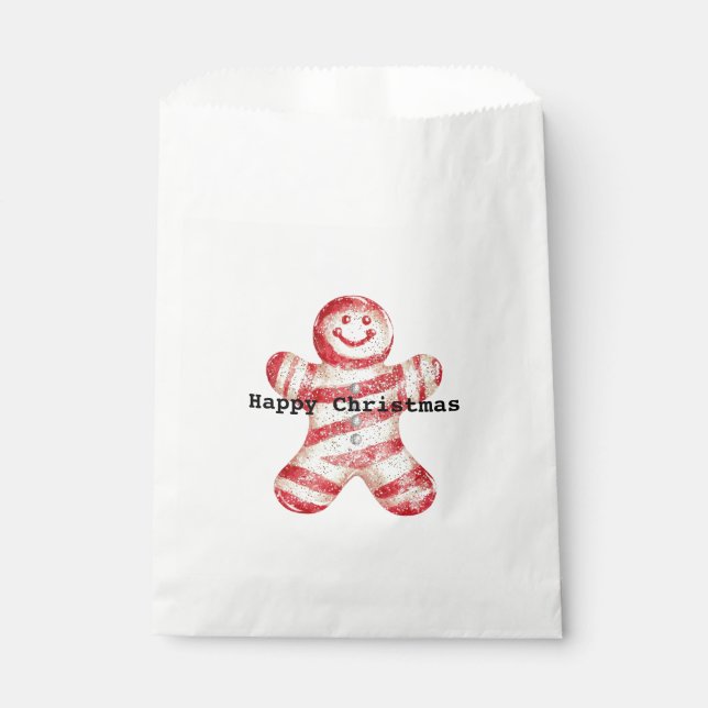 Bolsa De Papel Navidades Red White Peppermining Gingerbread Cooki (Anverso)