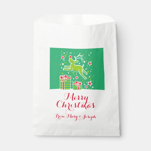Bolsa De Papel Navidades renos bolsas de regalo rojas verdes (Anverso)