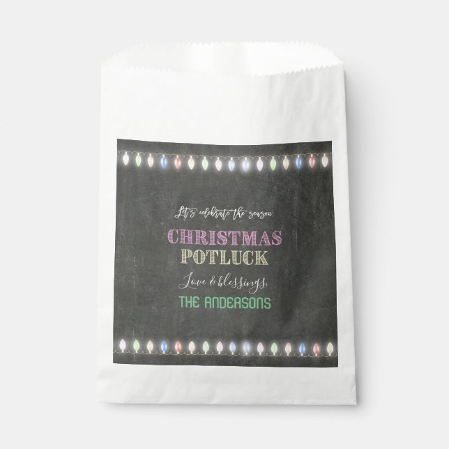 Bolsa De Papel Navidades rusos Potluck Chalkboard String Lights (Anverso)