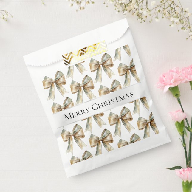 Bolsa De Papel Navidades Rústicos Arcos de Oro Verde Blanco (Sellado)