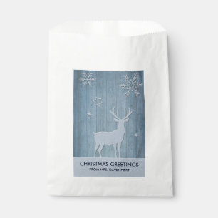 Bolsa De Papel Navidades Rústicos De Los Renos De Madera Azul