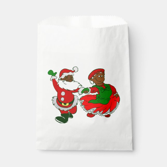 Bolsa De Papel navidades santa claus, mujer negra (Anverso)