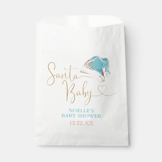 Bolsa De Papel Navidades Santa Hat de oro azul blanco (Anverso)