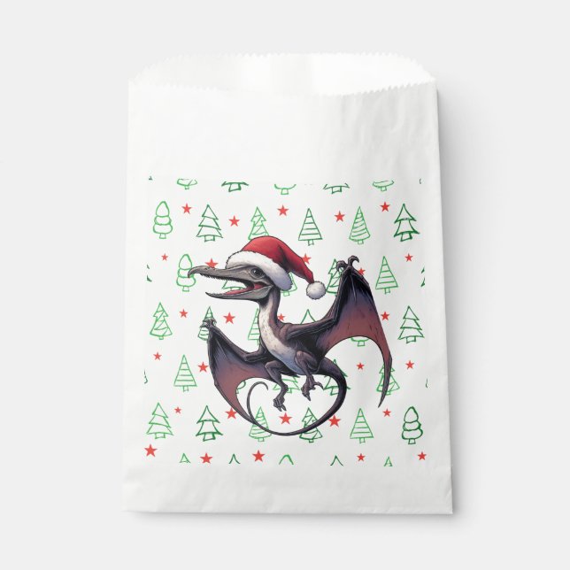 Bolsa De Papel Navidades Santa hat pterodáctilo (Anverso)