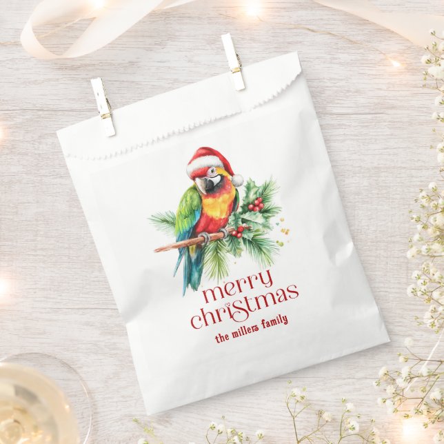 Bolsa De Papel Navidades Tropicales Tema Gracias Texto Retro (Cortado)