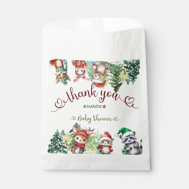 Bolsa De Papel Navidades Woodland Santa Animals Baby Shower (Anverso)
