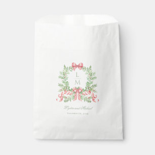 Bolsa De Papel Navidades Wreath w Candy Cane Bow   Monograma