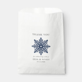 Bolsa De Papel NAVY AZUL SIMPLE SNOWFLAKE BODA Gracias
