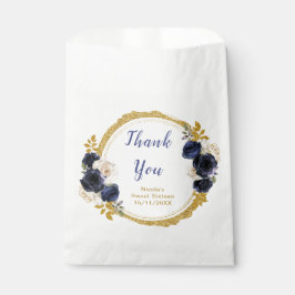 Bolsa De Papel Navy Blue and Gold Elegant Flowers Sweet Sixteen
