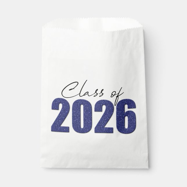 Bolsa De Papel Navy Blue Glitter Class of 2026 (Anverso)