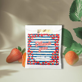 Bolsa De Papel Navy Blue White Gracias Fiesta de fresa roja