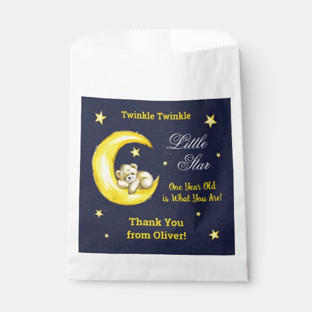 Bolsa De Papel Navy Gold Twinkle Little Star Gracias (Anverso)