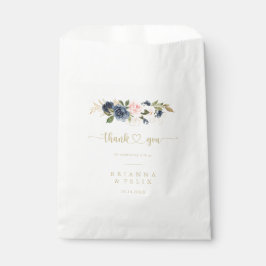 Bolsa De Papel Navy Rubor Floral Gold Gracias Boda