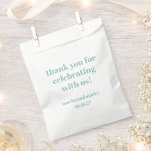 Bolsa De Papel Negrita Aqua Blue Retro Custom Wedding Gracias