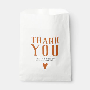 Bolsa De Papel Negrita Simple Naranja del Favor de la Boda del Co