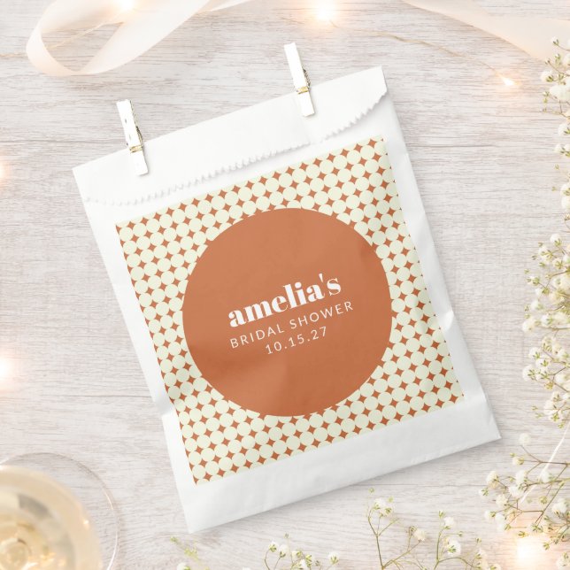 Bolsa De Papel Negrita Terracota Retro trendy Bridal Shower Perso (Cortado)