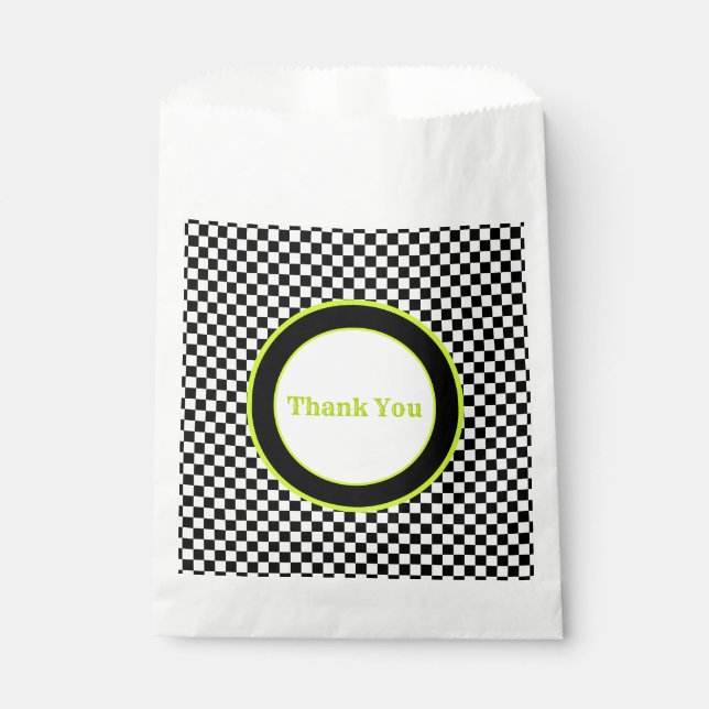 Bolsa De Papel Negro Verde Lime Y Blanco (Anverso)
