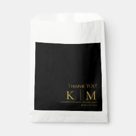 Bolsa De Papel Negro y Boda de oro Gracias-