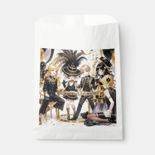 Bolsa De Papel Negro y oro, rico lujo, estilo Moulin rouge