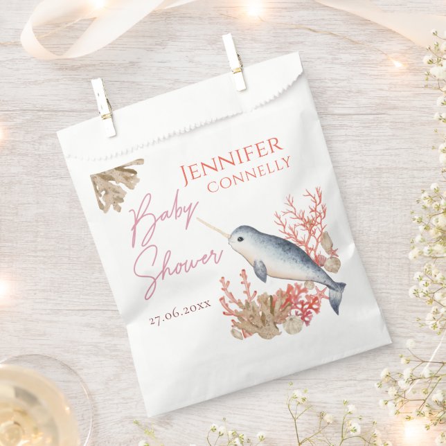 Bolsa De Papel Nene oceánica moderna Narwhal y conchas acuáticas (Cortado)