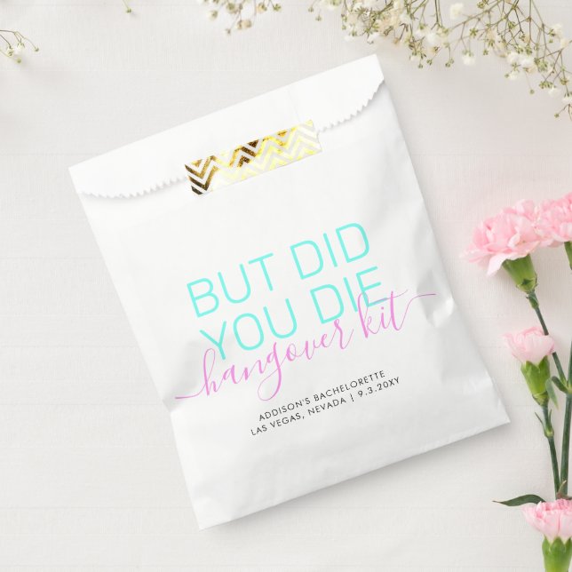 Bolsa De Papel Neon Hangover Relief Kit Bachelorette personalizad (Sellado)