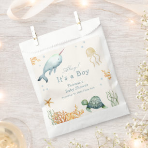 Bolsa De Papel Neutral Ahoy Bajo El Baby Shower De Sea Whale Boy