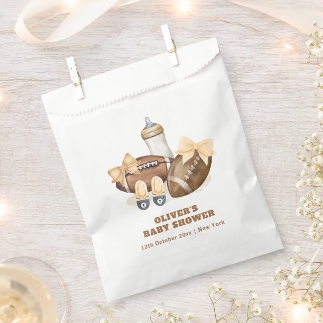 Bolsa De Papel Neutral Touchdown Football Boy Baby Shower (Cortado)