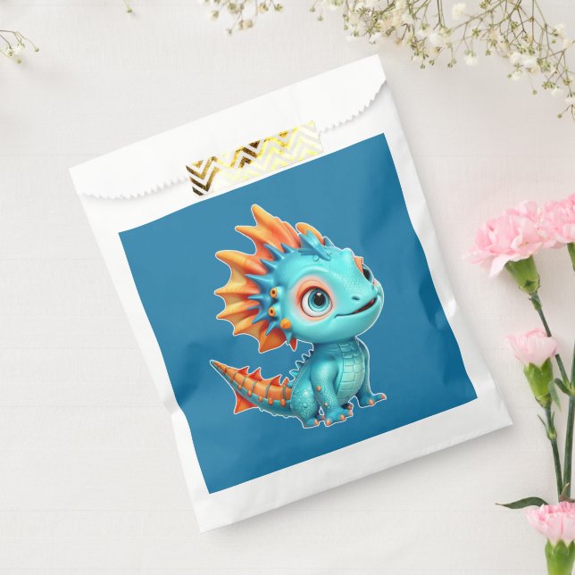 Bolsa De Papel Niedlicher Alien-Drache, türkis - (Sellado)