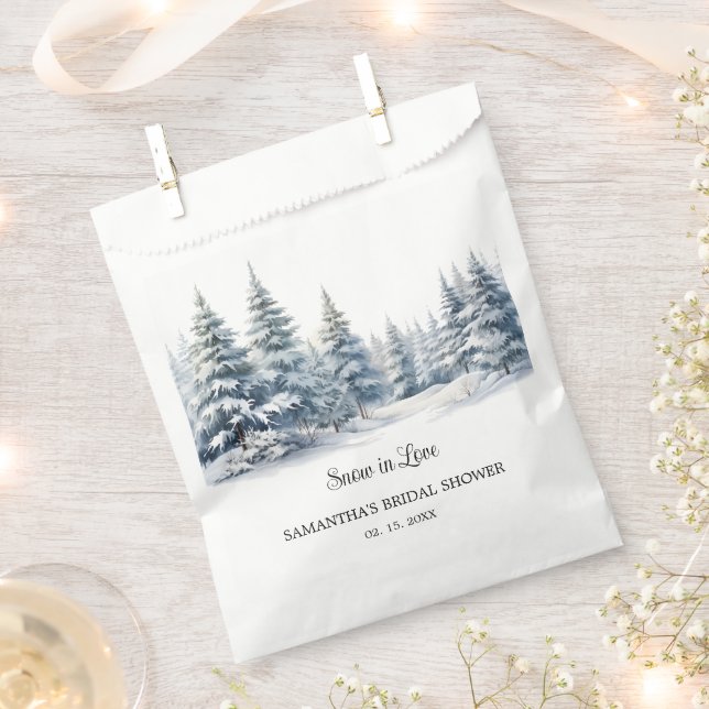 Bolsa De Papel Nieve en amor bosque de pinos en invierno Ducha de (Cortado)