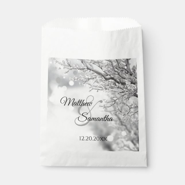 Bolsa De Papel Nieve y hielo espumosos | Boda de Invierno (Anverso)