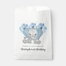 Bolsa De Papel Niña azul Elefante Flores Primer cumpleaños