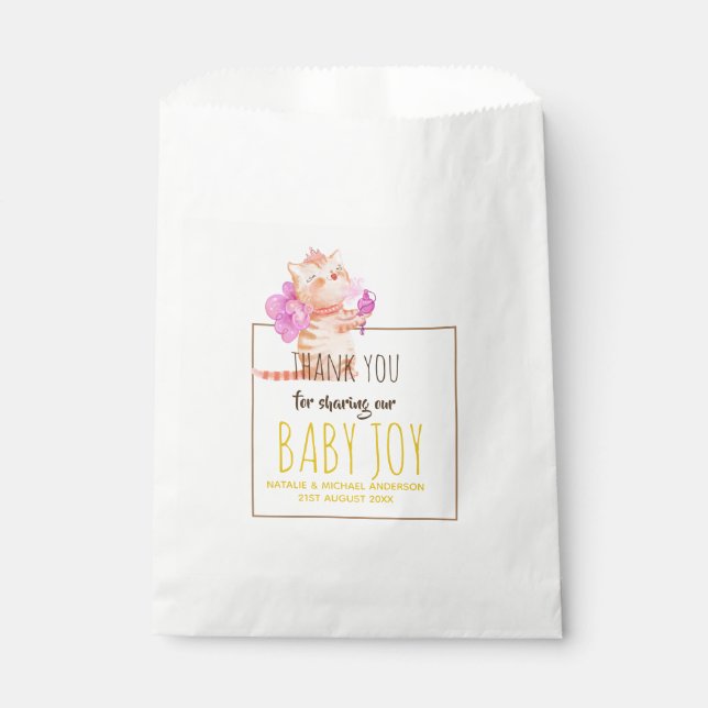 Bolsa De Papel Niña bebé primer cumpleaños ducha princesa gatos g (Anverso)