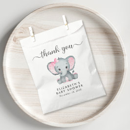 Bolsa De Papel Niña ducha Elefante Rosa Gracias