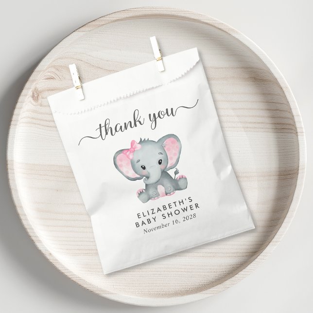 Bolsa De Papel Niña ducha Elefante Rosa Gracias (Subido por el creador)