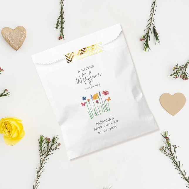 Bolsa De Papel Niña pequeña Bonito de flores silvestres Baby Show (Little Wildflower Pretty Baby Girl Baby Shower Favor Bag)
