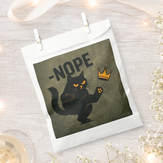 Bolsa De Papel Ningún Rey En Estados Unidos Gato Negro Gracioso P (Cortado)