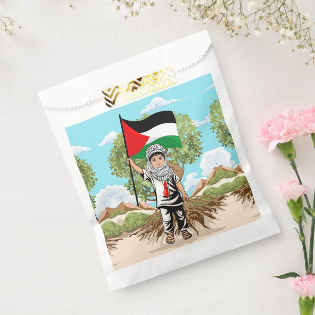 Bolsa De Papel Niño con bandera palestina de Keffiyeh (Sellado)