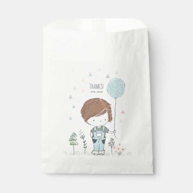 Bolsa De Papel Niño lindo con bolsos de favores de cumpleaños con (Anverso)