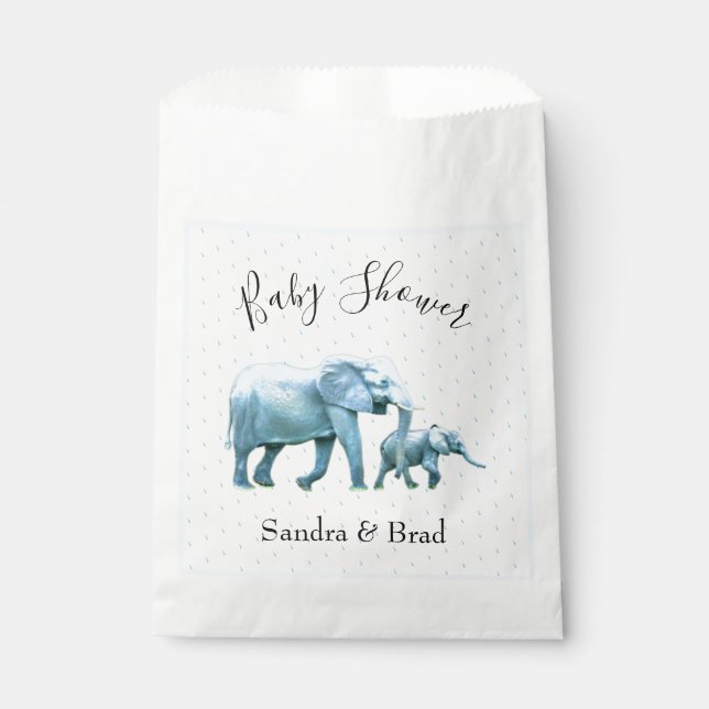 Bolsa De Papel Niño lindo elefante azul elefante Baby Shower (Anverso)