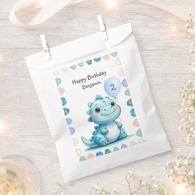 Bolsa De Papel Niño niño niño feliz cumpleaños de dinosaurio lind (Cortado)