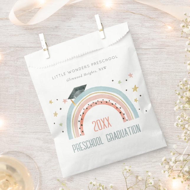 Bolsa De Papel Niños aburridos Boho Rainbow Stars Graduación pree (Cortado)