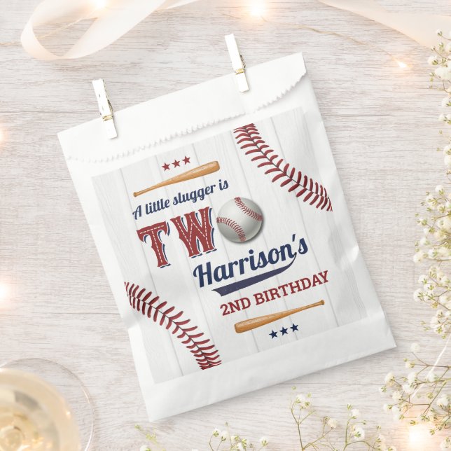 Bolsa De Papel Niños Béisbol Segundo Cumpleaños (Cortado)