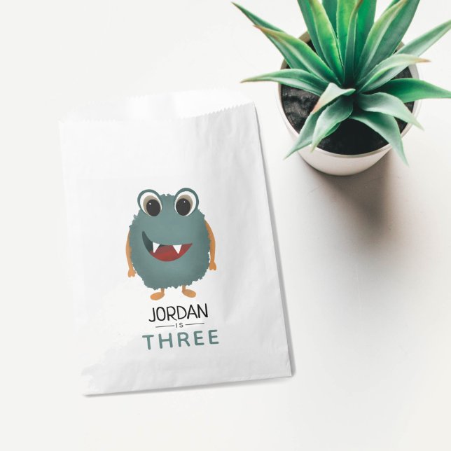 Bolsa De Papel Niños Cute Monstruo Azul Niños Fiesta de cumpleaño (Subido por el creador)