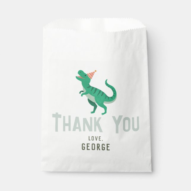 Bolsa De Papel Niños Cute T-Rex Dinosaurios Cumpleaños (Anverso)