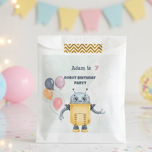 Bolsa De Papel Niños de la fiesta de cumpleaños Robot (Subido por el creador)
