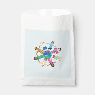 Bolsa De Papel niños del mundo tomados de la mano