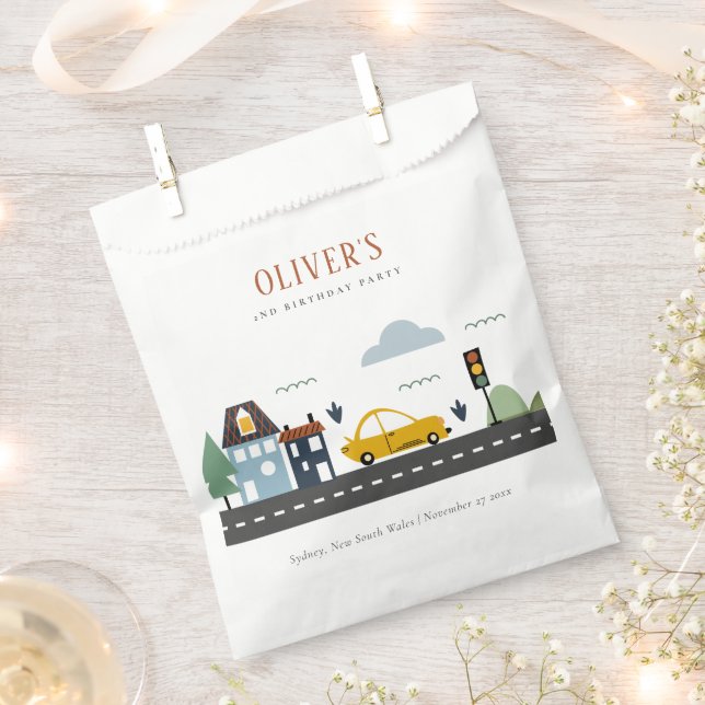 Bolsa De Papel Niños educados Vehículos Urbanos Carretera Cualqui (Cortado)