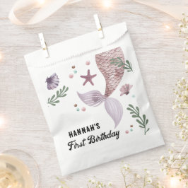 Bolsa De Papel Niños Sirena Cumpleaños Mar Púrpura
