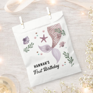 Bolsa De Papel Niños Sirena Cumpleaños Mar Púrpura
