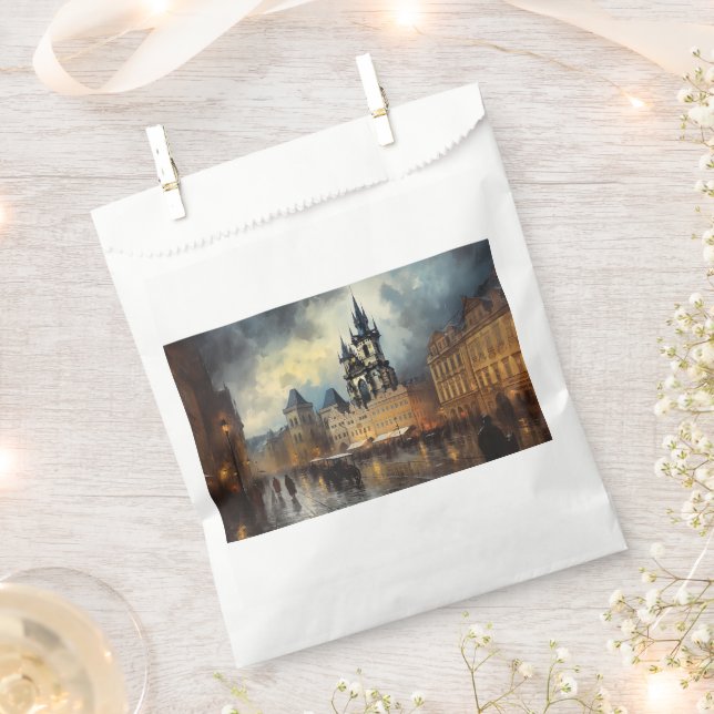 Bolsa De Papel Noche de Praga en la República Checa (Cortado)